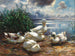 Ankat Chiemsee-järvellä myrskyn alussa - Alexander Koester — näkymä teoksesta
