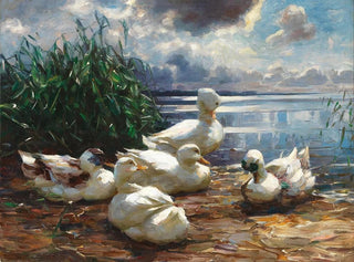 Alexander Koester - Ducks on Lake Chiemsee in a Brewing Storm.webp