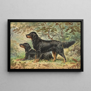 Alexander Pope Jr - Two Gordon Setters facing left one standing one reclining.webp