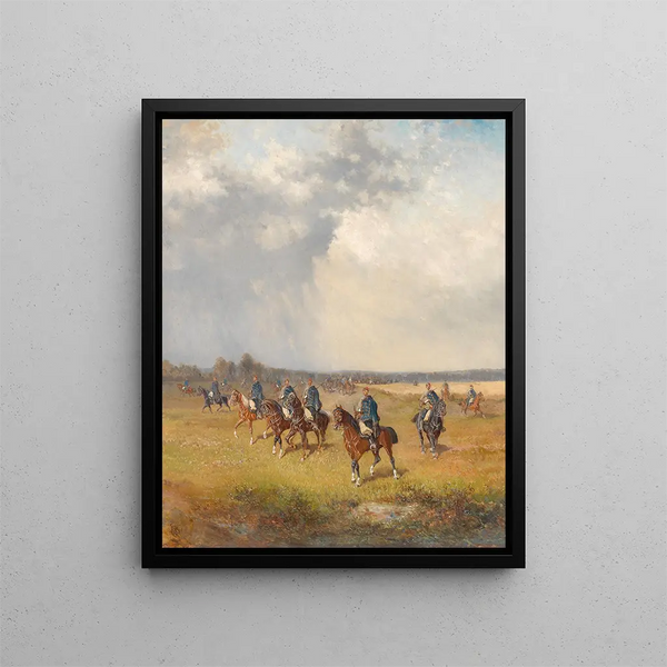 Hussards hongrois - Alexander von Bensa — kehystetty taideteos seinällä