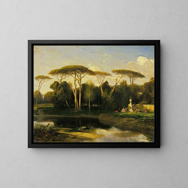 La villa Doria Pamphilj à Rome - Alexandre-Gabriel Decamps — kehystetty taideteos seinällä