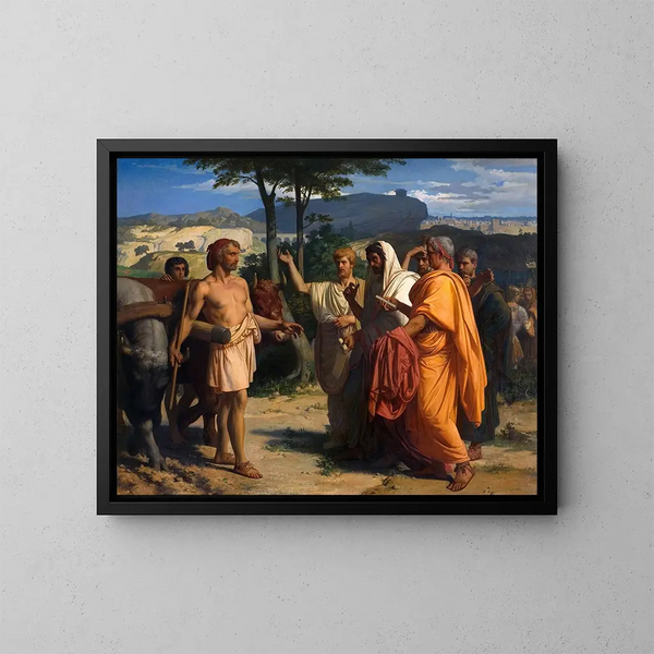 Cincinnatus vastaanottamassa Rooman lähettiläitä - Alexandre Cabanel — kehystetty taideteos seinällä