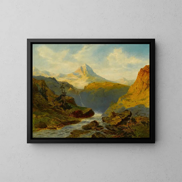 Vuono Alpeilla - Alexandre Calame — kehystetty taideteos seinällä