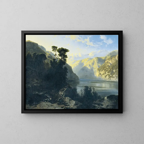 Lac Uri avec l'Urirotstock - Alexandre Calame — kehystetty taideteos seinällä