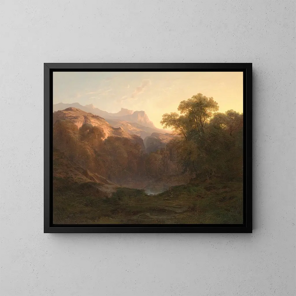 vuoristomaisemasta - Alexandre Calame — kehystetty taideteos seinällä