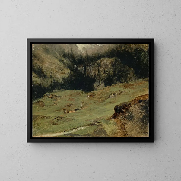 Alpe de Rosenlaui - Alexandre Calame — kehystetty taideteos seinällä