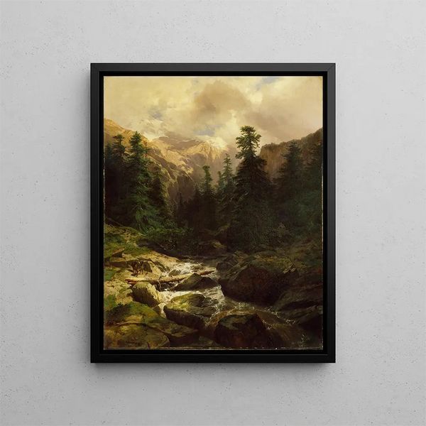 Souvenir de Rosenlaui Suisse - Alexandre Calame — kehystetty taideteos seinällä