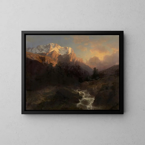 Le Wetterhorn - Alexandre Calame — kehystetty taideteos seinällä