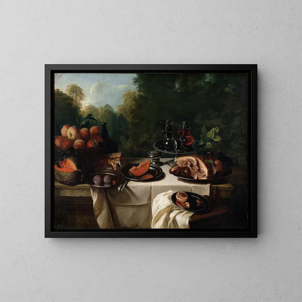Luontoaiheinen still life kinkulla - Alexandre François Desportes — kehystetty taideteos seinällä