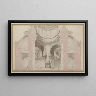 Alexandre Thodore Brongniart - Coupole du Panthon coupe projet de dcoration intrieure.webp