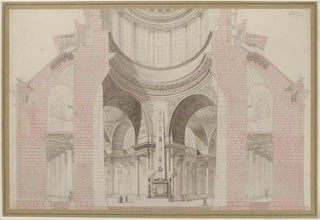 Alexandre Thodore Brongniart - Coupole du Panthon coupe projet de dcoration intrieure.webp
