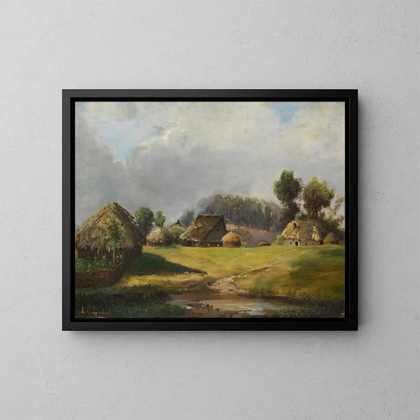 Village près de la forêt - Alexei Kondratievich Savrasov — kehystetty taideteos seinällä