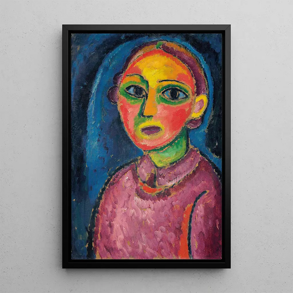 Naisen punertavassa mekossa - Alexej von Jawlensky — kehystetty taideteos seinällä
