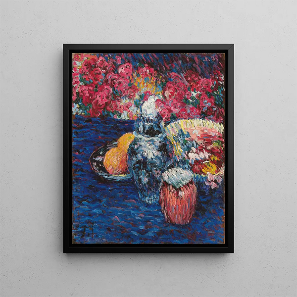 Luontokuvan asetelma kukilla ja hedelmillä - Alexej von Jawlensky — kehystetty taideteos seinällä