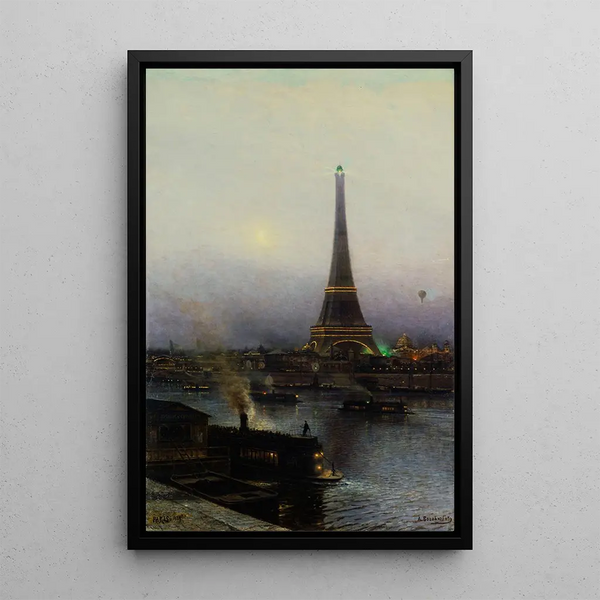 Eiffel-torni yöllä - Alexey Petrovich Bogolyubov — kehystetty taideteos seinällä