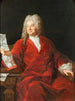 Portrait of a man sitting wearing a red coat and holding a letter - Alexis Simon Belle — näkymä teoksesta