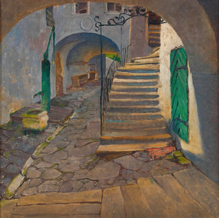 Alfred Keller - Motiv aus Grinzing Hof des Hauses Himmelstrae 31.webp