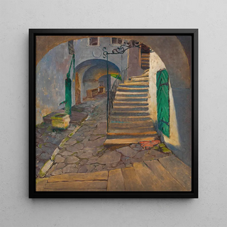 Alfred Keller - Motiv aus Grinzing Hof des Hauses Himmelstrae 31.webp