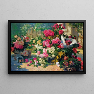 Alfred Petit - Flower Baskets And Flower Pots In A Garden.webp