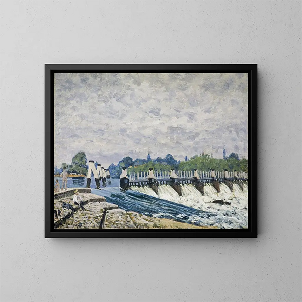 Weir de Molesey à Hampton Court - Alfred Sisley — kehystetty taideteos seinällä