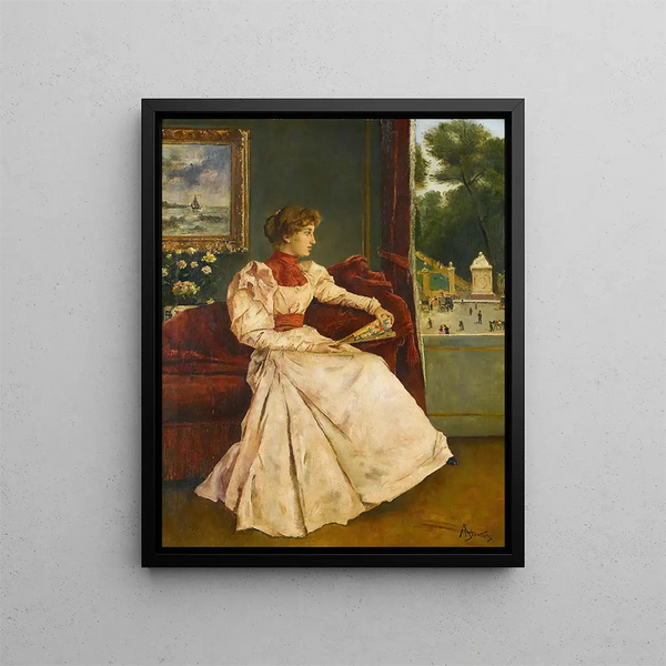 Chez soi - Alfred Stevens — kehystetty taideteos seinällä