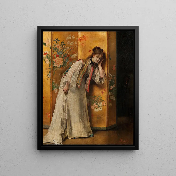 Curieux - Alfred Stevens — kehystetty taideteos seinällä