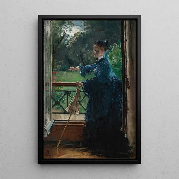 Nainen parvekkeella - Alfred Stevens — kehystetty taideteos seinällä