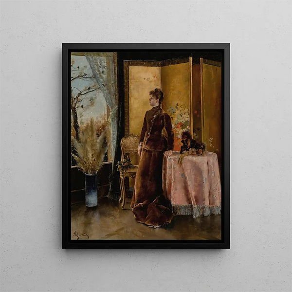 La Neige - Alfred Stevens — kehystetty taideteos seinällä