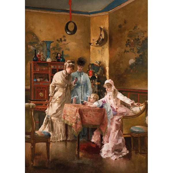 Les visiteuses - Alfred Stevens — kehystetty taideteos seinällä