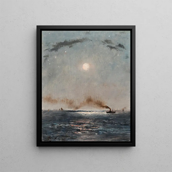 Merimaalauksen yöllinen - Alfred Stevens — kehystetty taideteos seinällä