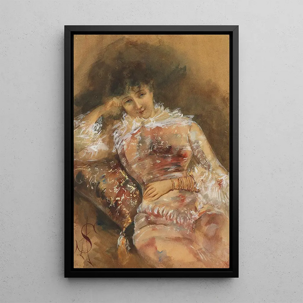 Maalauksen jäljennös Sarah Bernhardtin muotokuva - Alfred Stevens