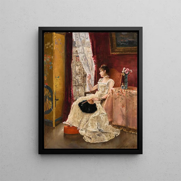 Rêverie - Alfred Stevens — kehystetty taideteos seinällä