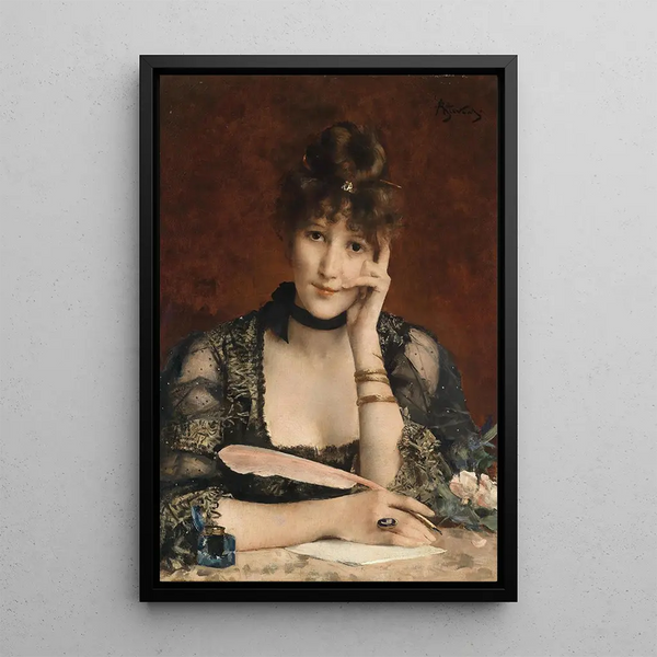 Kirje - Alfred Stevens — kehystetty taideteos seinällä