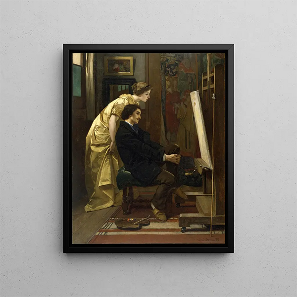 Le peintre et son modèle - Alfred Stevens — kehystetty taideteos seinällä