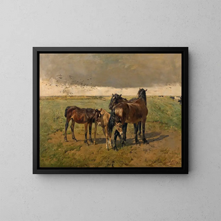 Alfred Verwee - Foals in the Paddock.webp
