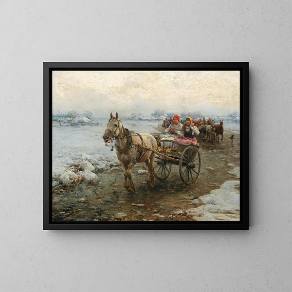 Le Voyage en voiture de poste - Alfred von Wierusz-Kowalski — kehystetty taideteos seinällä