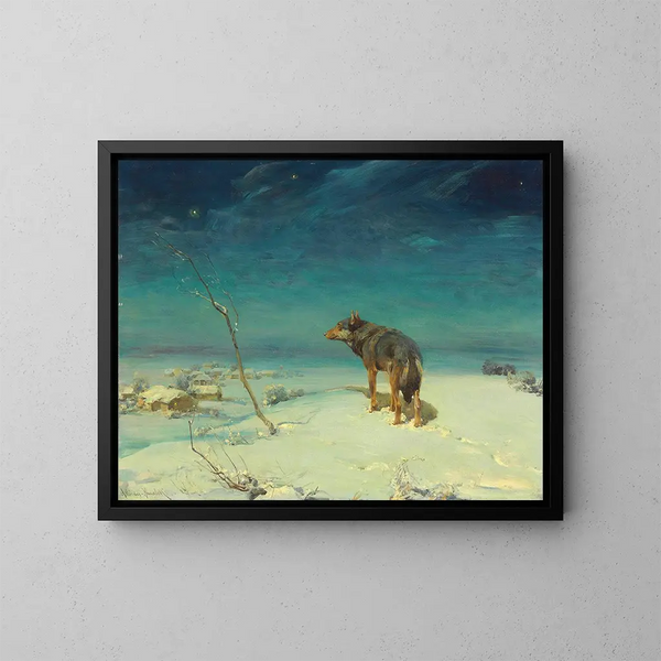 Le Loup solitaire - Alfred von Wierusz-Kowalski — kehystetty taideteos seinällä