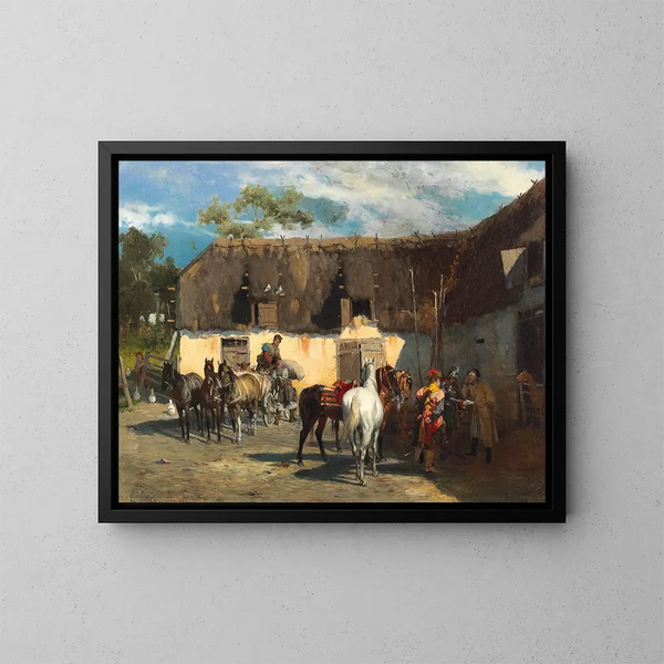 La Réquisition - Alfred von Wierusz-Kowalski — kehystetty taideteos seinällä