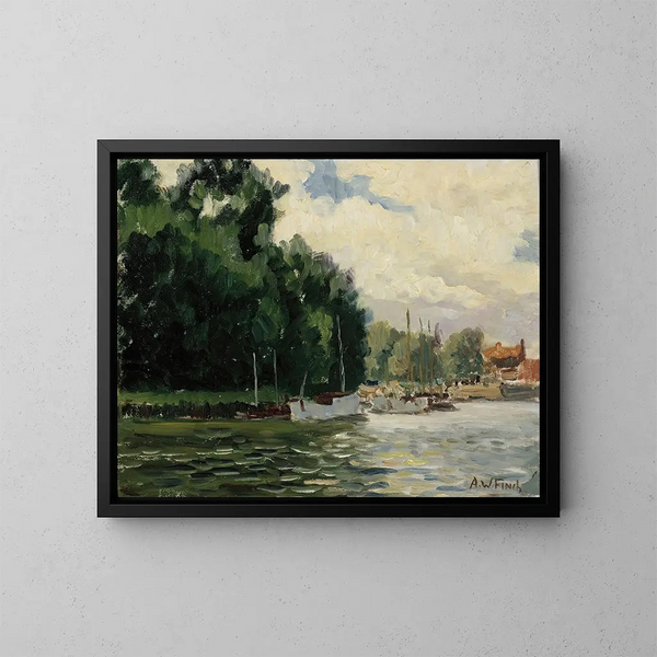 Thames Richmondista - Alfred William Finch — kehystetty taideteos seinällä