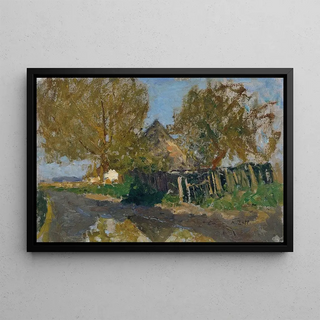 Alfred Zoff - Dorfstrae mit Gehft unter Bumen.webp