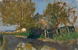 Alfred Zoff - Dorfstrae mit Gehft unter Bumen.webp