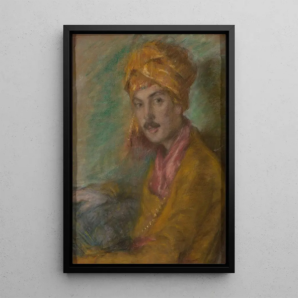 Kultainen turbaanimaalaus - Alice Pike Barney — kehystetty taideteos seinällä