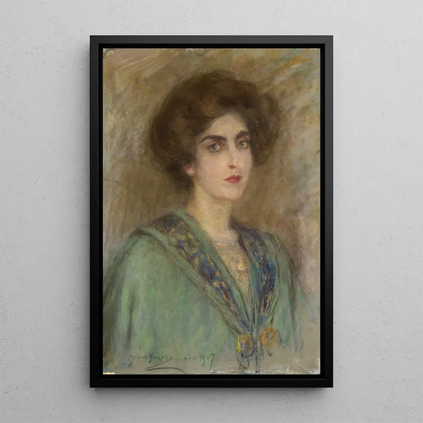 Maalauksen jäljennös Laura maalaus vihreässä viitassa - Alice Pike Barney