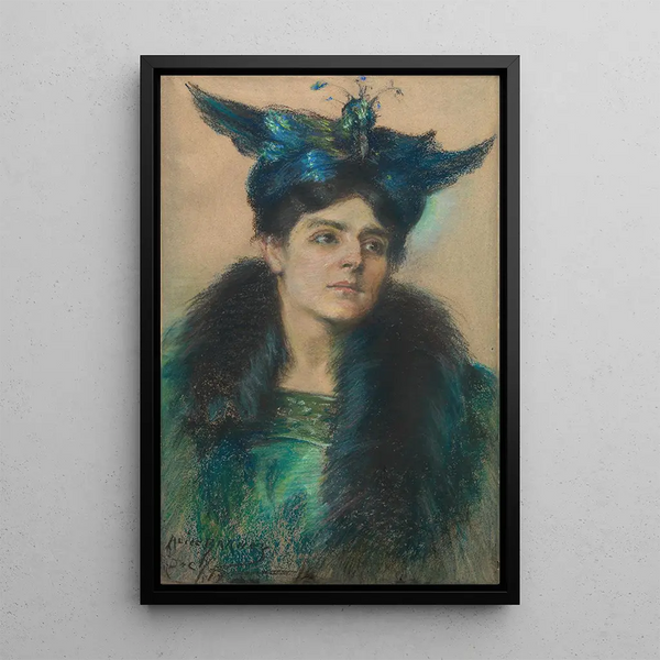 Marianne-maalaus hatun kanssa - Alice Pike Barney — kehystetty taideteos seinällä