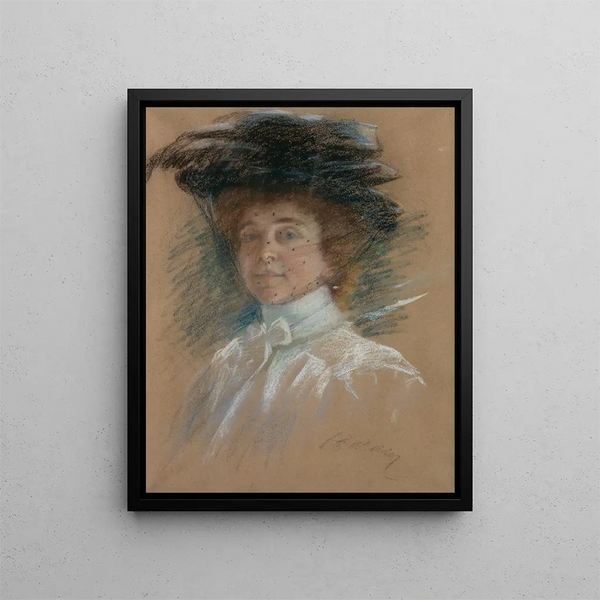 Autoportrait avec chapeau et voile - Alice Pike Barney — kehystetty taideteos seinällä