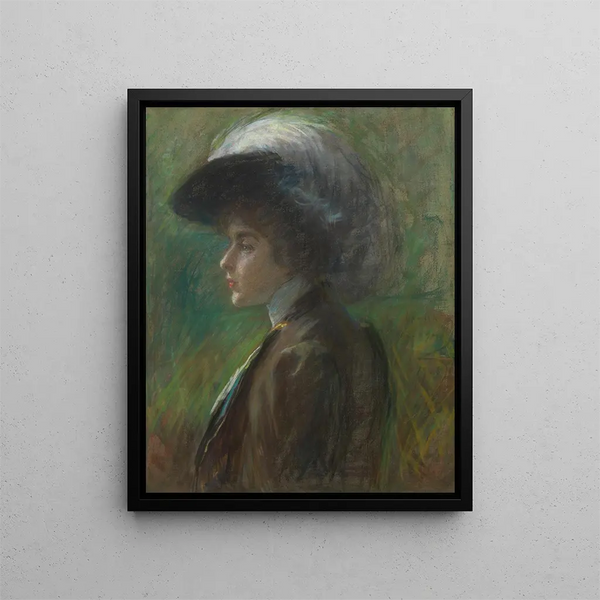 Le chapeau à plumes - Alice Pike Barney — kehystetty taideteos seinällä