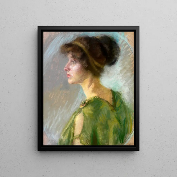Nuori nainen vihreässä - Alice Pike Barney — kehystetty taideteos seinällä