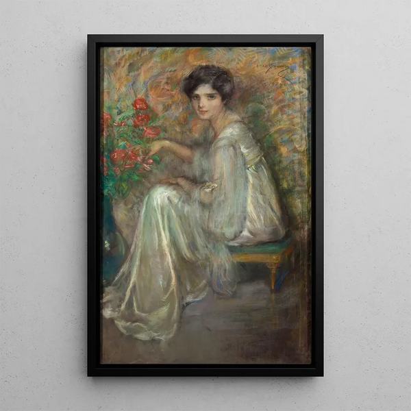 Nuori nainen ruusuilla - Alice Pike Barney — kehystetty taideteos seinällä