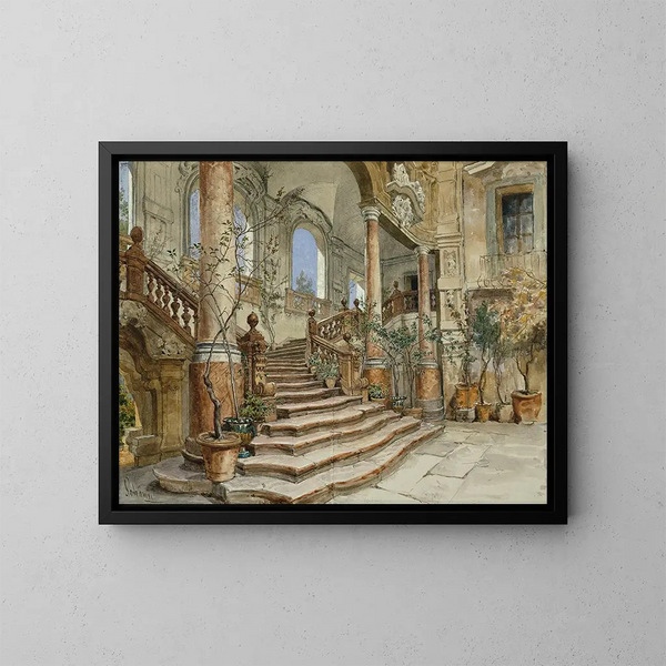 Escalier en marbre au palais Bonagia à Palerme - Alois Schönn — kehystetty taideteos seinällä