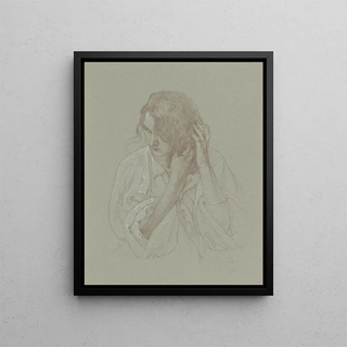 Alphonse Mucha - Portrait of a girl with hands in hair.webp